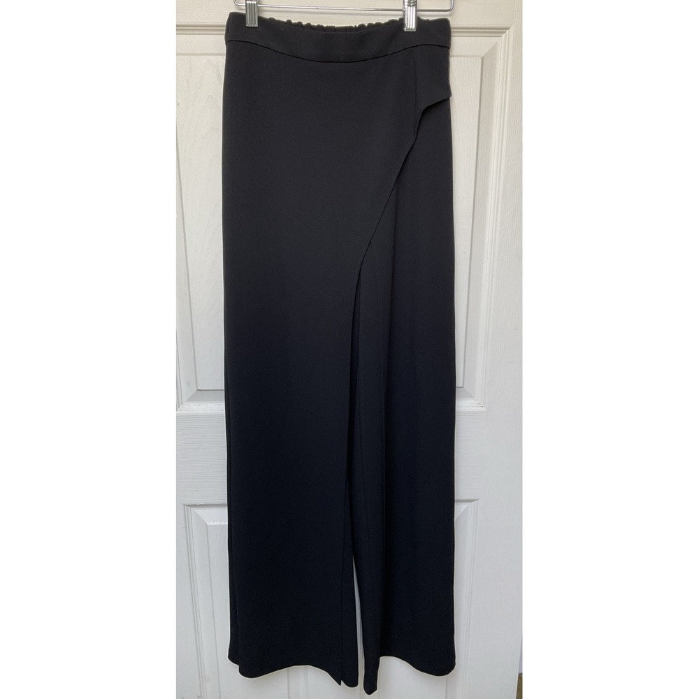 Adrianna Papell Wrap Front Wide Leg Pants Black US Size 4‎ Asymmetric